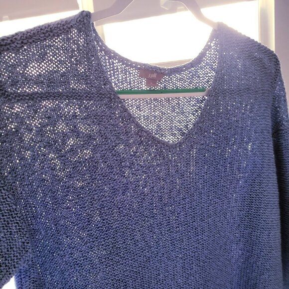 J.Jill Textured Open Weave Cotton Blend  Sweater Periwinkle Blue Size M - Picture 7 of 15